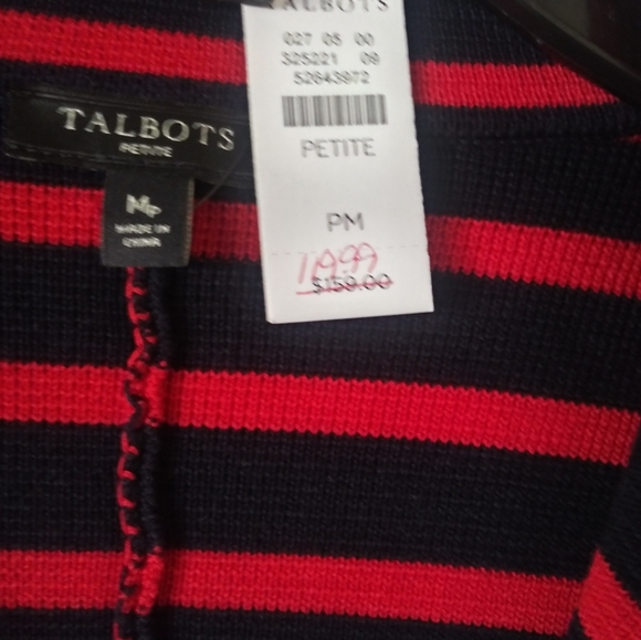 Talbots Stripe Red Navy Blazer Jacket Medium Petite MP - Picture 4 of 6